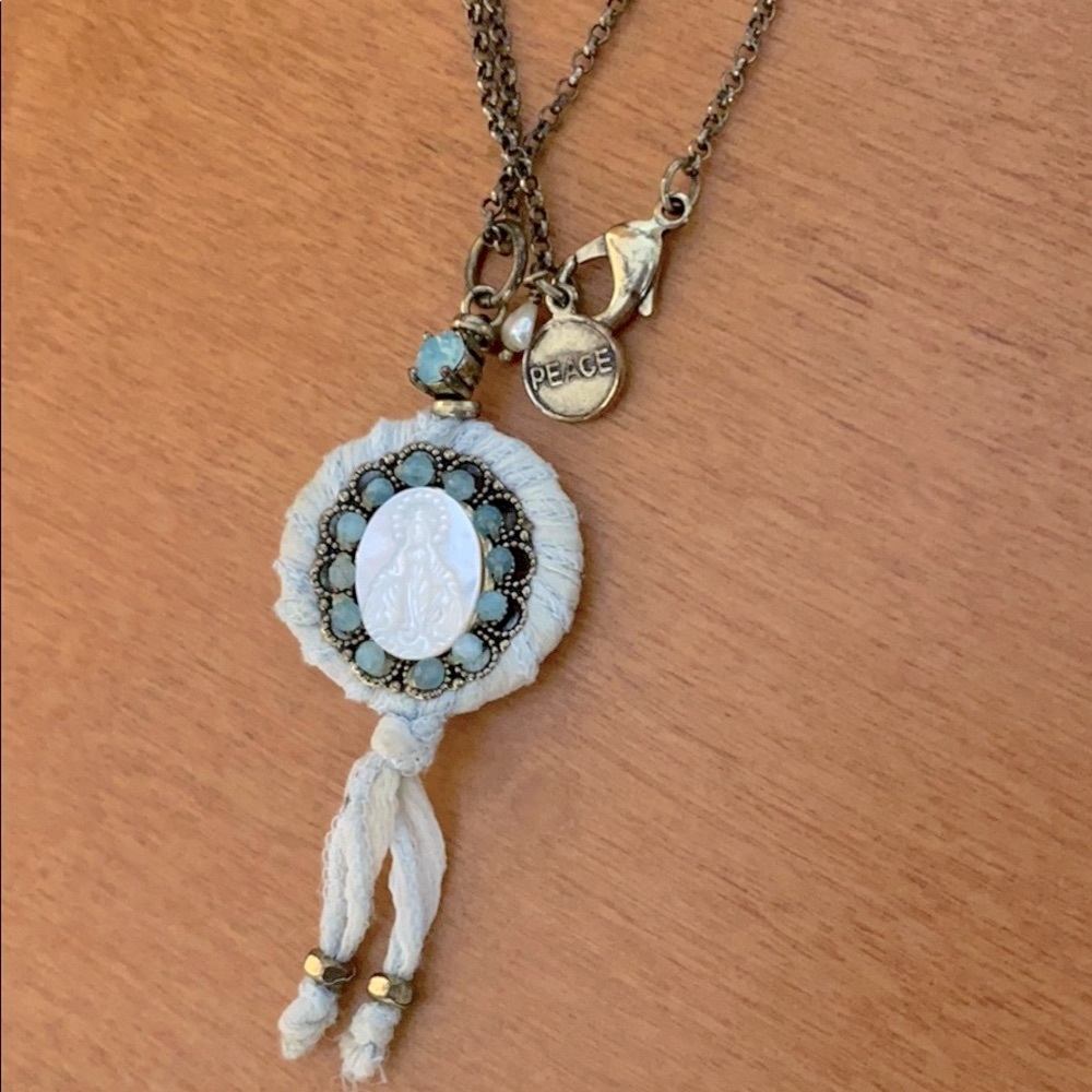 Exoal Jade Green Necklace Brass Chain LobsterClasp
